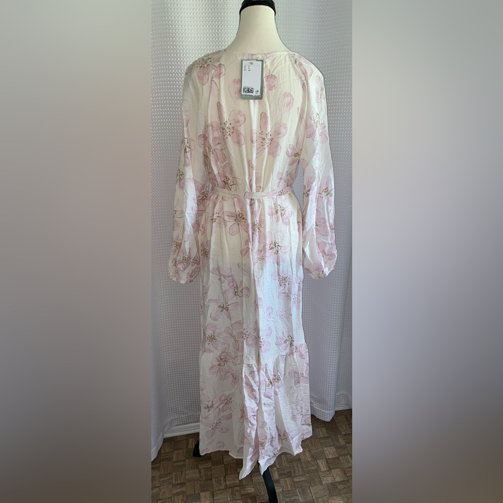 H&M maxi TIE-BELT floral summer DRESS WITH BUTTONS size small NWT - Picture 12 of 14